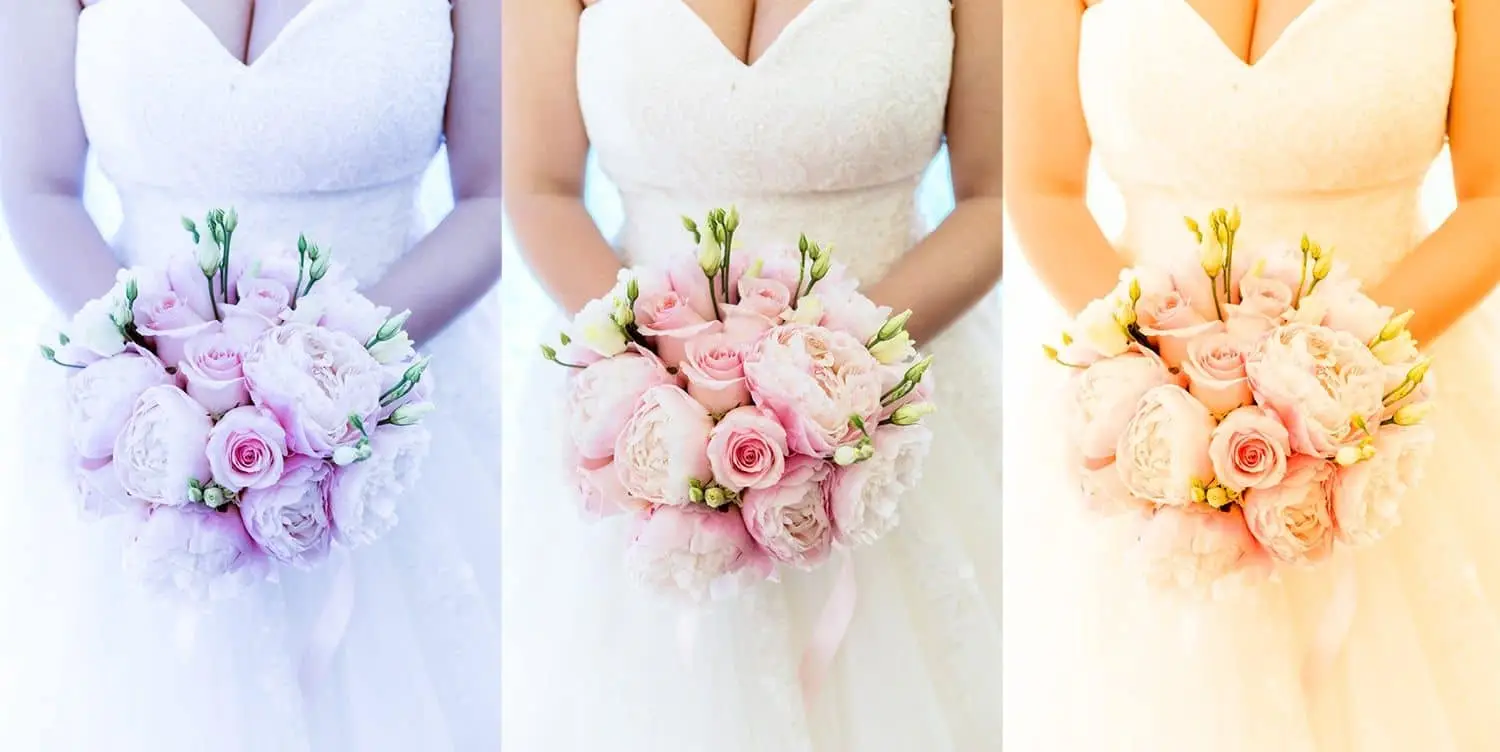 Correction de la balance des blancs photo de mariage