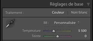Réglage de la balance des blancs avec Lightroom